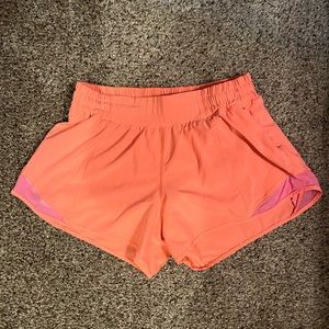 Size 8 Hotty Hot low rise 4” lined lululemon shorts.